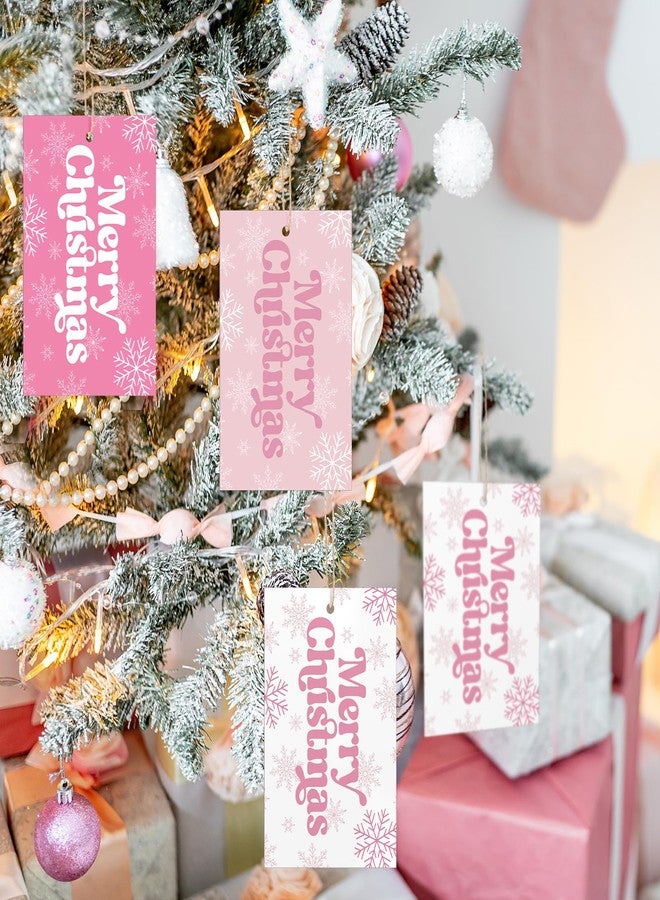Jenaai 120 Pcs Pink Christmas Gift Tags with String 3 Designs Pink Merry Christmas Paper Gift Tags Xmas Hanging Label Snowflake Xmas Label for Happy Holiday Name Presents Season Events DIY Crafts - Image 4